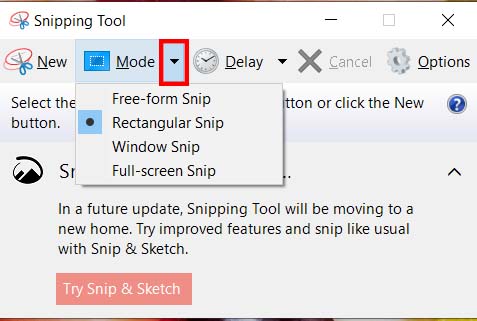 Chụp màn hình laptop bằng Snipping Tool