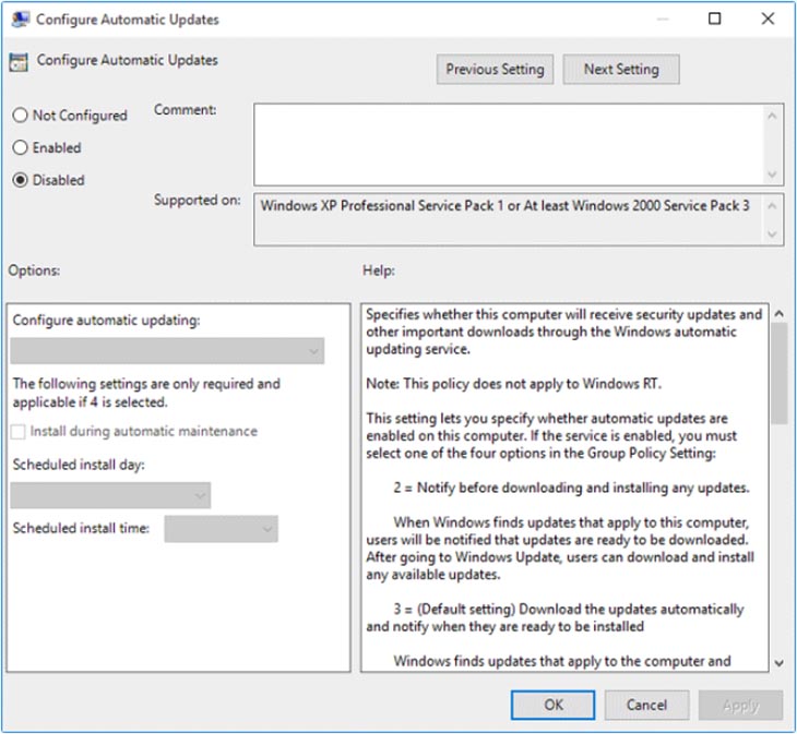 Tắt Cập Nhật Windows 10 qua Group Policy Editor
