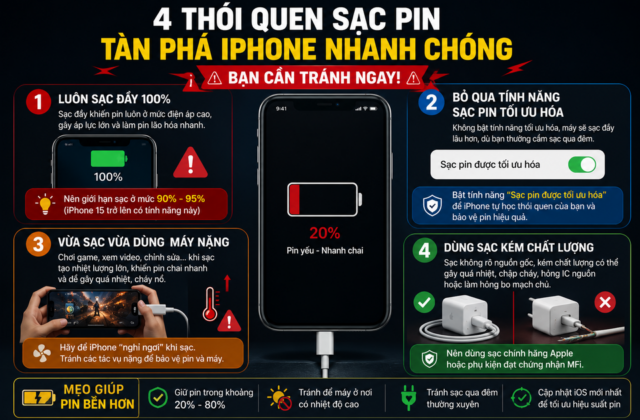 Bốn Thói Quen Sạc Pin Cần Tránh Để Bảo Vệ iPhone Tốt Hơn