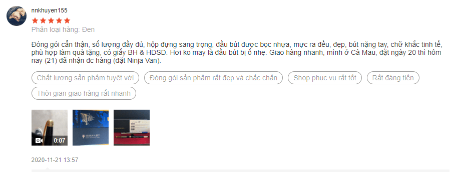 Một số đánh giá của người dùng về bút ký Brian & Jet BJ003